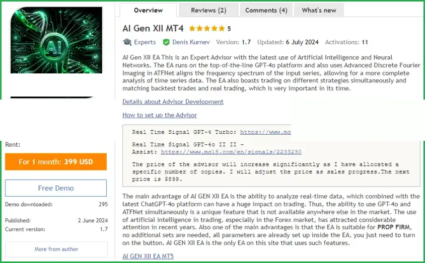 AI Gen XII MT4 v3.0 + SetFiles (Platform build 1471+)
