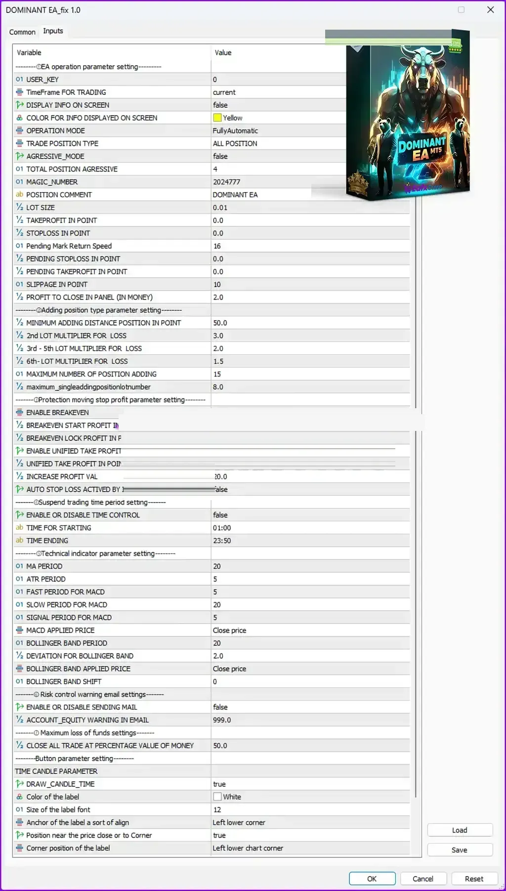 Dominant EA MT5 v3.0 with SetFiles (Original version)
